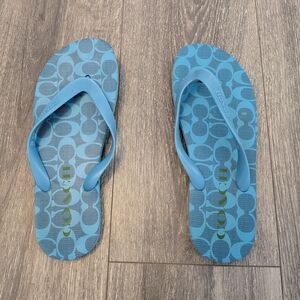 Coach Blue Patterned Flip Flops